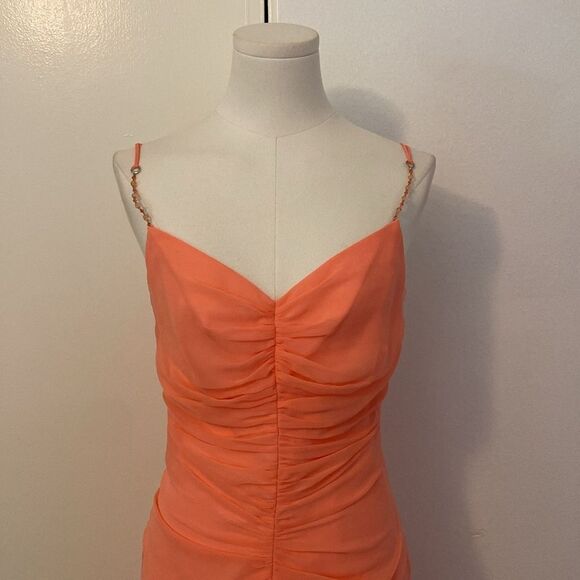 Vintage Peach / Light Orange ABS by Allen Schwartz Jellyfish Hem Dress Size 6 - Picture 3 of 13